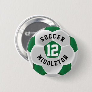 Dunkelgrüner und weißer Fußballsportball Button
