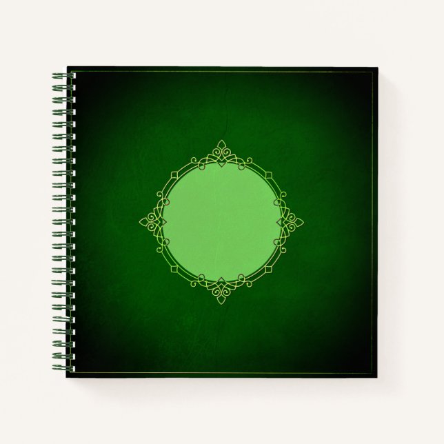 Dunkelgrüner Vintager Keltenrahmen Notizbuch (Vorderseite)