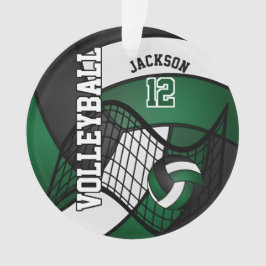 Dunkelgrüner, weißer und schwarzer Volleyball Ornament