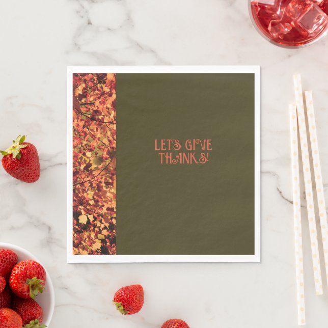Dunkelgrünes Abendessen Herbstglücklich Dank geben Serviette (Beispiel)
