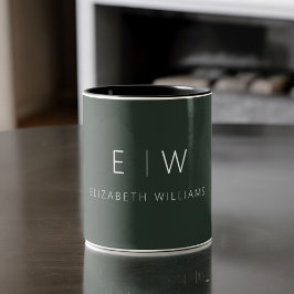 Dunkelgrünes Elegant Moderner Minimalistischer Mon Zweifarbige Tasse