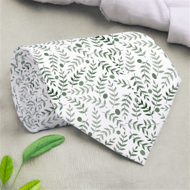 Dunkelgrünes Fern Leaf Naturmuster Krawatte (Von Creator hochgeladen)