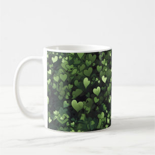 Dunkelgrünes Herzmuster Kaffeetasse