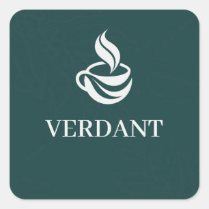 Dunkelgrünes individuelles Logo-Café-Verpackung qu Quadratischer Aufkleber