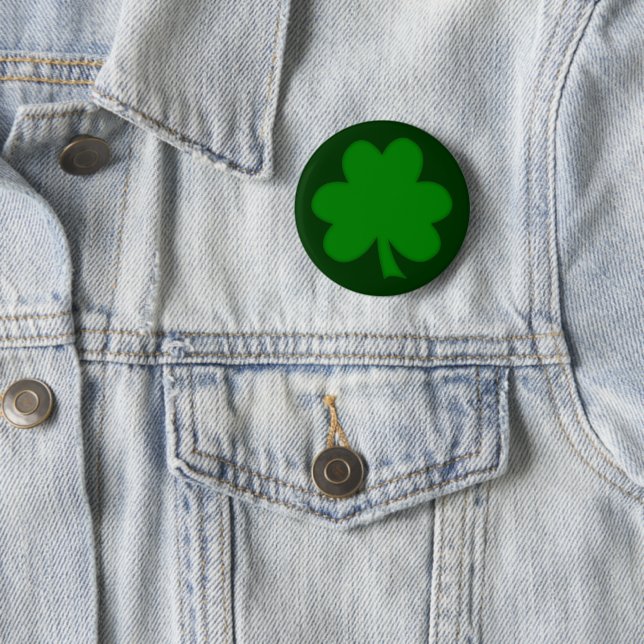 Dunkelgrünes Kleeblatt Form St Paddys Day Button (Beispiel)