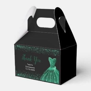 Dunkelgrünes Kleid Faux Glitter Quinceanera Geschenkschachtel