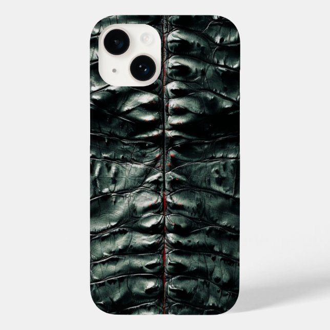 Dunkelgrünes Krokodil-Skin-iPhone 14 Fall Case-Mate iPhone 14 Hülle (Rückseite)