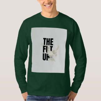 Dunkelgrünes, langärmliges T-Shirt mit Taubenbild