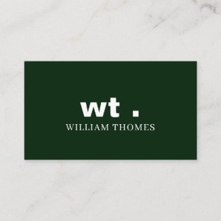Dunkelgrünes Monogramm Minimaler Geschäftsstil Visitenkarte