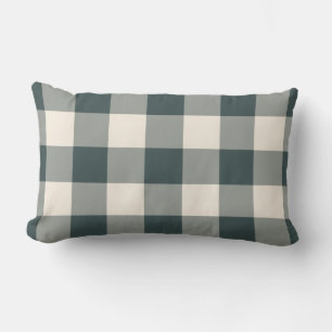 Dunkelgrünes Off-White-Gingham-Muster geprüft Lendenkissen