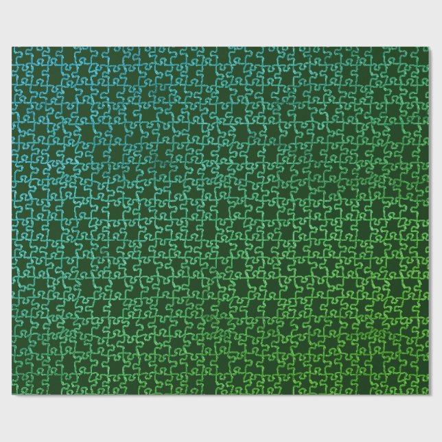 Dunkelgrünes Puzzlesepapier Geschenkpapier (Flach)
