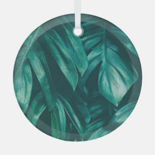 Dunkelgrünes, tropisches Dschungelwald. Ornament Aus Glas