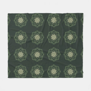 Dunkelgrünes und goldenes Mandala, elegant Fleecedecke