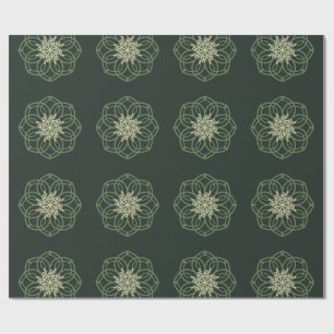 Dunkelgrünes und goldenes Mandala-Geschenkpapier,  Geschenkpapier