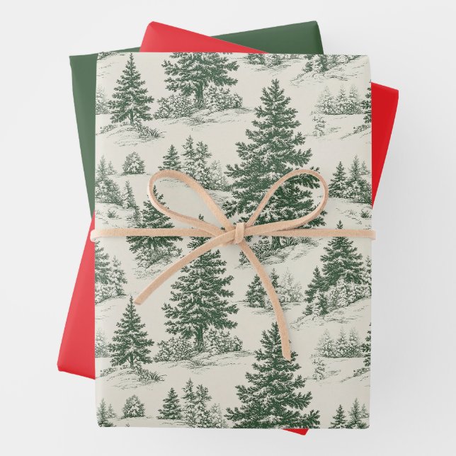 Dunkelgrünes Weihnachtsbaumkastenpapier Geschenkpapier Set (Beispiel)