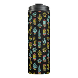 Dunkelgrunge-Kaktus-Muster Thermosbecher