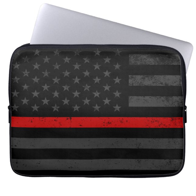 Dunkelheit beunruhigte Feuerwehrmann-Flagge Laptopschutzhülle (Vorderseite)