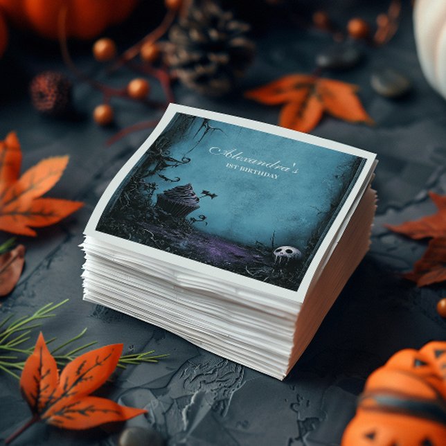 Dunkelheit Elegant Spooky ONE Geburtstag Serviette (Von Creator hochgeladen)