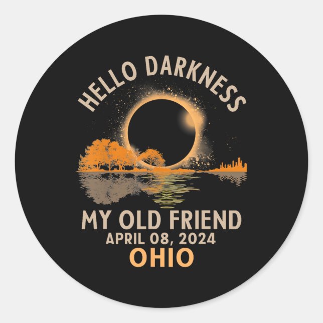 Dunkelheit mein alter Freund Total Solar Eclipse 2 Runder Aufkleber (Vorderseite)