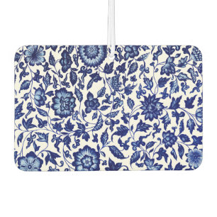 Dunkelmarineblau-Blumenmuster auf Weiß Autolufterfrischer