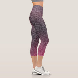 Dunkelmaroon Gradient Glitzer Capri Leggings