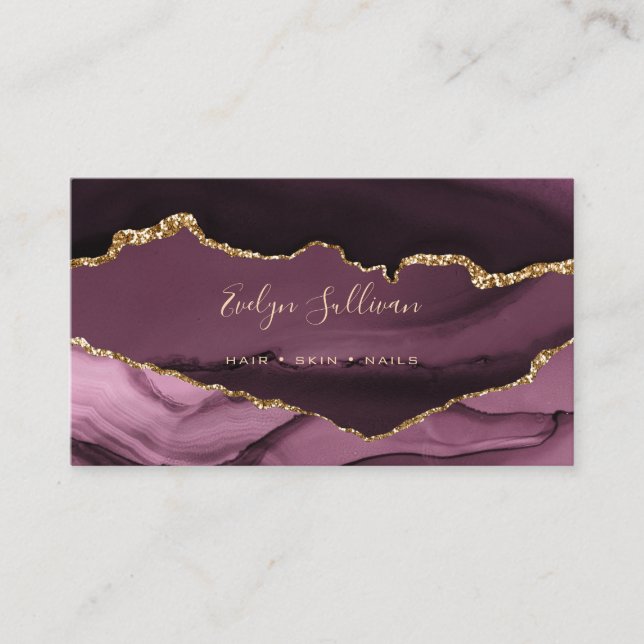 Dunkelmauve und Gold Visitenkarte (Vorderseite)