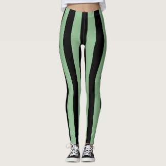 Dunkelmeergrüne und schwarze große vertikale Strei Leggings