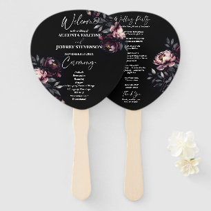 Dunkelmoody noir elegantes Hochzeitsprogramm Fächer