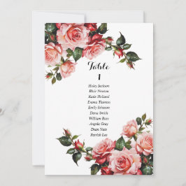 Dunkelmoody pink und rote Rosen Sitzkarte Einladung