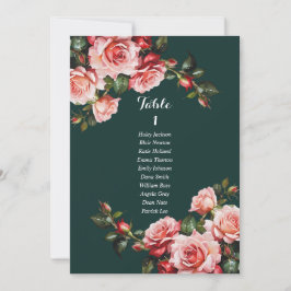 Dunkelmoody pink und rote Rosen Sitzkarte Einladung