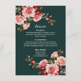 Dunkelmoody, rosa und rote Rosen, grüne Hochzeit Begleitkarte