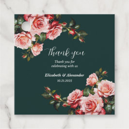 Dunkelmoody, rosa und rote Rosen, grüne Hochzeit Geschenkanhänger