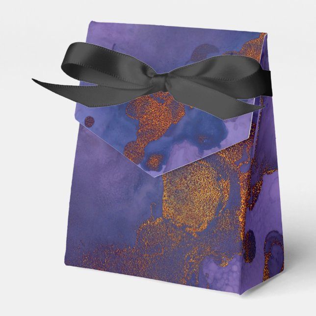 Dunkelnarbenblau, Lila und Kupfer-Tinte Geschenkschachtel (Vorderseite)