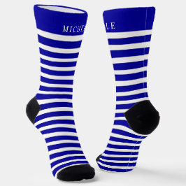 Dunkelnarbenblauer, weißer Retro-Individuelle Name Socken