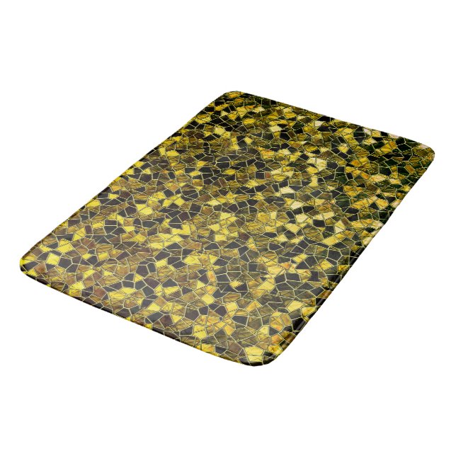 Dunkelockergelbes Mosaik mit schautafen Stangen Badematte (Schrägansicht)