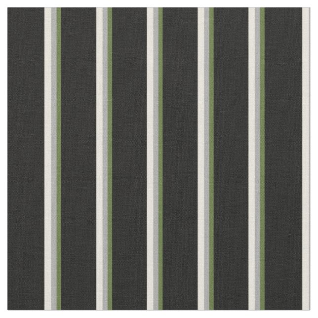 Dunkelofengrün, Dunkelgrau, Beige und Schwarz Stoff (Nahaufnahme)