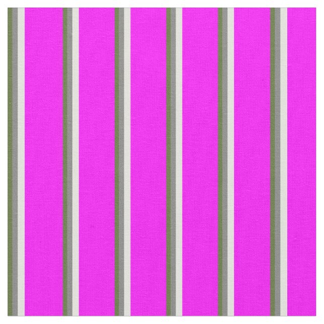 Dunkelofengrün, grau, hellgelb und Fuchsia Stoff (Nahaufnahme)