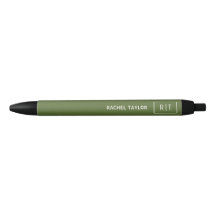 Dunkelolive Green Simple Modern Monogram