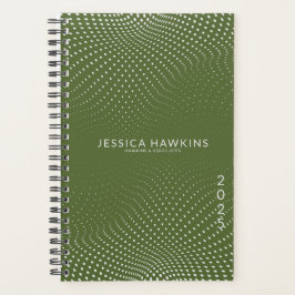 Dunkelolive Grüner Pop Dots Year Planer