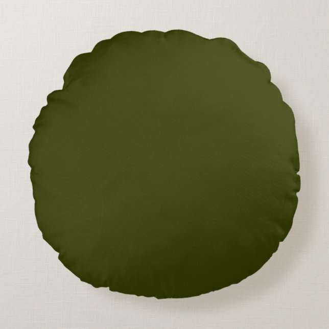 Dunkelolivengrün (feste Farbe) Rundes Kissen (Vorderseite)