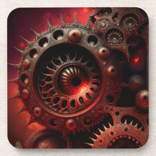 Dunkelorange Steampunk Mandelbrot-Fraktal Getränkeuntersetzer
