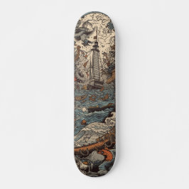 Dunkelpsychedelischer Leuchtturm Skateboard