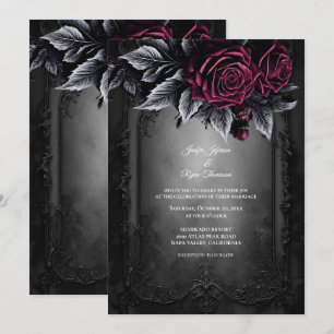 Dunkelromantische florale gothische Hochzeitseinla Einladung