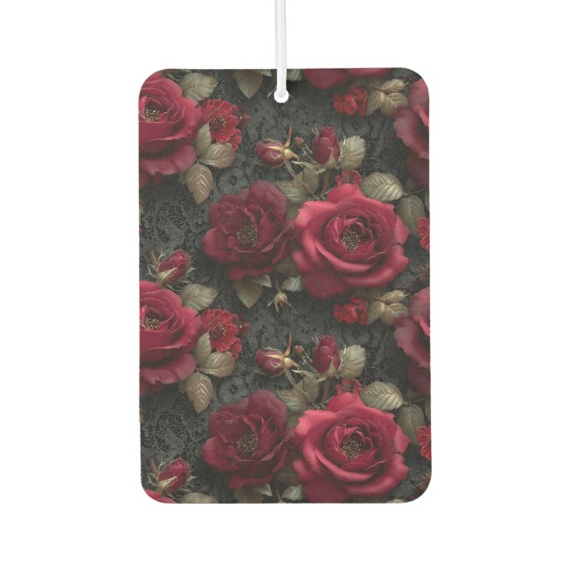 Dunkelromantische Rote Rosen und Buds an der schwa Autolufterfrischer (Vorderseite)