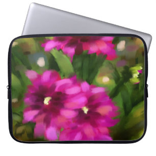Dunkelrosa Dahlia Blume Blume Grün Laptopschutzhülle