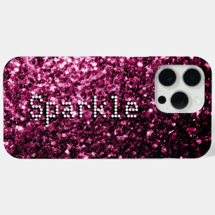 Dunkelrosa falsche Glitter-Funken Ihr Text Case-Mate iPhone Hülle