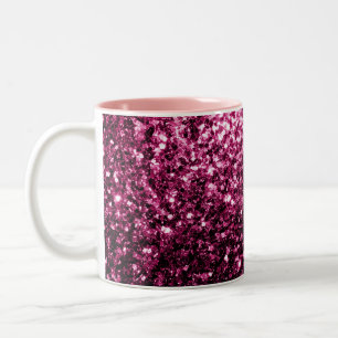 Dunkelrosa falscher glänzender Glitter funkelt Zweifarbige Tasse