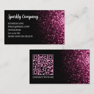 Dunkelrosa falscher Glitter Schwarz eleganter QR-C Visitenkarte