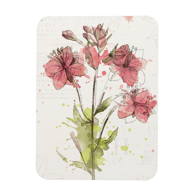 Dunkelrosa Floral Splash Magnet (Vertikal)