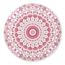Dunkelrosa Florales Mandala Keramikknauf